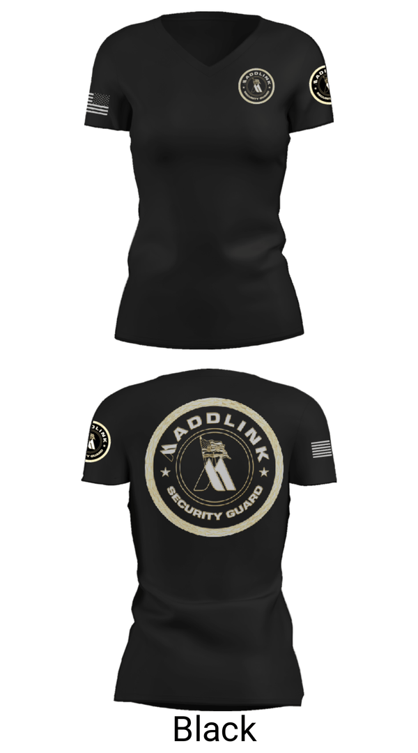 Womens Short Sleeve Vneck Shirt, Maddlink Security Guard, , Teamtime, Team time, sublimation, custom sports apparel, team uniforms, spirit wear, spiritwear, sports uniforms, custom shirts, team store, custom team store, fundraiser sports, apparel fundraiser