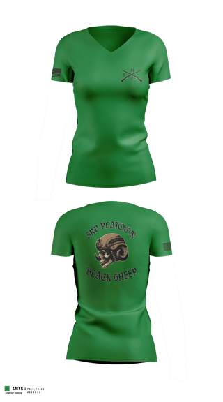 Women's Short Sleeve Vneck Shirt, 3rd PLT Black SheepDelta company 114, Army, Teamtime, Team time, sublimation, custom sports apparel, team uniforms, spirit wear, spiritwear, sports uniforms, custom shirts, team store, custom team store, fundraiser sports, apparel fundraiser