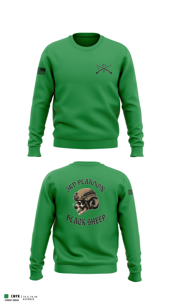 Crew Neck Sweatshirt, 3rd PLT Black SheepDelta company 114, Army, Teamtime, Team time, sublimation, custom sports apparel, team uniforms, spirit wear, spiritwear, sports uniforms, custom shirts, team store, custom team store, fundraiser sports, apparel fundraiser