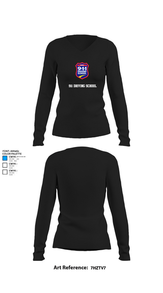 Womens Long Sleeve Vneck Shirt, 911 Driving School, , Teamtime, Team time, sublimation, custom sports apparel, team uniforms, spirit wear, spiritwear, sports uniforms, custom shirts, team store, custom team store, fundraiser sports, apparel fundraiser