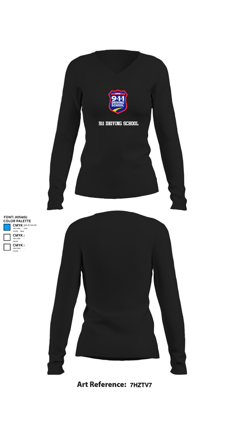 Womens Long Sleeve Vneck Shirt, 911 Driving School, , Teamtime, Team time, sublimation, custom sports apparel, team uniforms, spirit wear, spiritwear, sports uniforms, custom shirts, team store, custom team store, fundraiser sports, apparel fundraiser