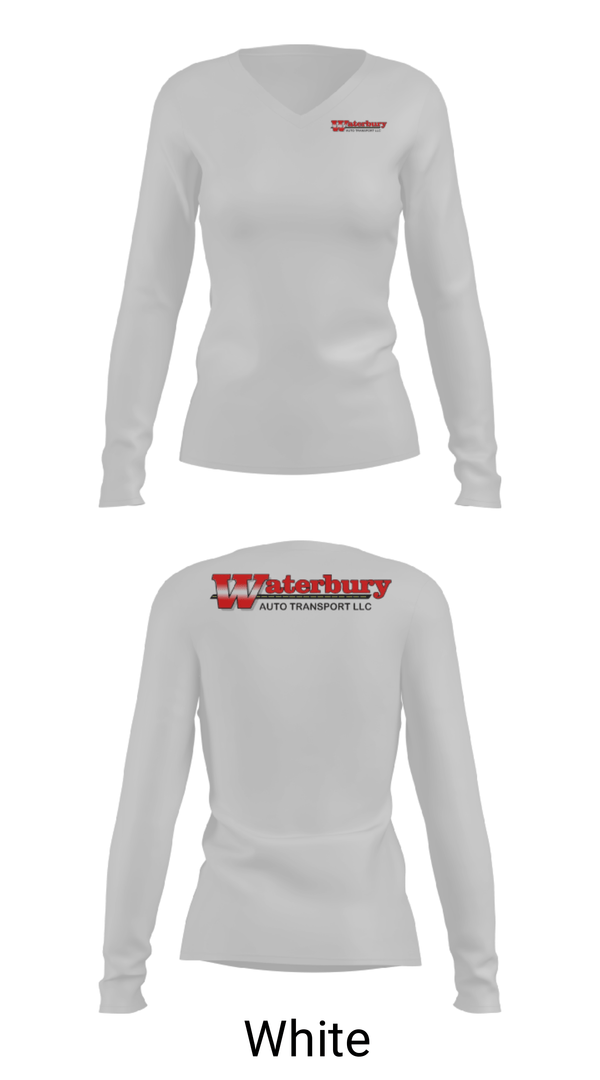 Womens Long Sleeve Vneck Shirt, Waterbury Auto Transport, , Teamtime, Team time, sublimation, custom sports apparel, team uniforms, spirit wear, spiritwear, sports uniforms, custom shirts, team store, custom team store, fundraiser sports, apparel fundraiser