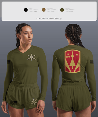 Womens Long Sleeve Vneck Shirt 1, 4-3 ADA, Army, Teamtime, Team time, sublimation, custom sports apparel, team uniforms, spirit wear, spiritwear, sports uniforms, custom shirts, team store, custom team store, fundraiser sports, apparel fundraiser