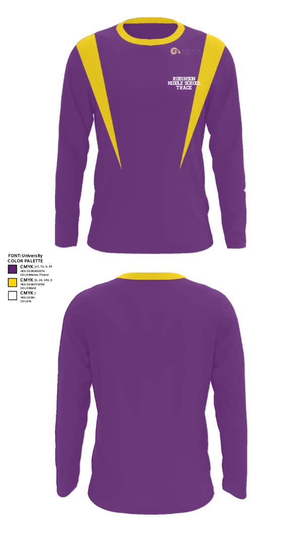 Long Sleeve Performance Shirt, Robinson Middle School Track, Track & Field, Teamtime, Team time, sublimation, custom sports apparel, team uniforms, spirit wear, spiritwear, sports uniforms, custom shirts, team store, custom team store, fundraiser sports, apparel fundraiser