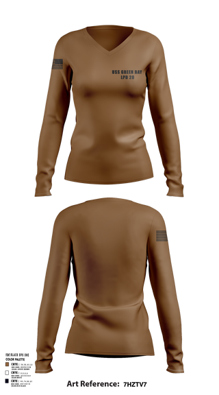 Womens Long Sleeve Vneck Shirt, USS GREEN BAY LPD 20, Navy, Teamtime, Team time, sublimation, custom sports apparel, team uniforms, spirit wear, spiritwear, sports uniforms, custom shirts, team store, custom team store, fundraiser sports, apparel fundraiser