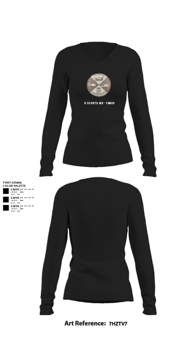B Co 615th ASB - Tangos 38236769 Women's Long Sleeve V-neck Shirt - 22