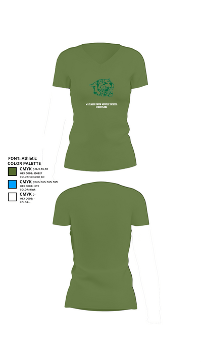 Wayland Union Middle School Wrestling 74603819 Women's Short Sleeve V-neck Shirt - 18