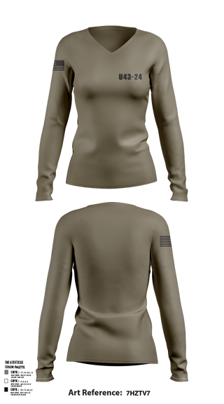 Womens Long Sleeve Vneck Shirt, U43-24, Army, Teamtime, Team time, sublimation, custom sports apparel, team uniforms, spirit wear, spiritwear, sports uniforms, custom shirts, team store, custom team store, fundraiser sports, apparel fundraiser