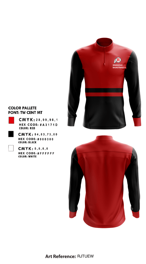 Quarter Zip Jacket, Ringgold High School Basketball, Men's Basketball, Teamtime, Team time, sublimation, custom sports apparel, team uniforms, spirit wear, spiritwear, sports uniforms, custom shirts, team store, custom team store, fundraiser sports, apparel fundraiser