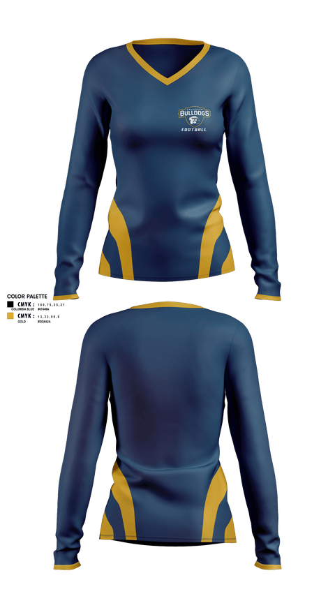 Women's Long Sleeve Vneck Shirt, Grandview Middle School Football, Football, Teamtime, Team time, sublimation, custom sports apparel, team uniforms, spirit wear, spiritwear, sports uniforms, custom shirts, team store, custom team store, fundraiser sports, apparel fundraiser