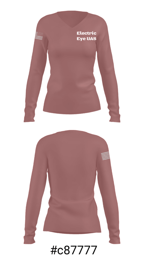 Women's Long Sleeve Vneck Shirt, Electric Eye UAS, Army, Teamtime, Team time, sublimation, custom sports apparel, team uniforms, spirit wear, spiritwear, sports uniforms, custom shirts, team store, custom team store, fundraiser sports, apparel fundraiser