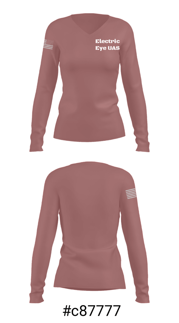 Women's Long Sleeve Vneck Shirt, Electric Eye UAS, Army, Teamtime, Team time, sublimation, custom sports apparel, team uniforms, spirit wear, spiritwear, sports uniforms, custom shirts, team store, custom team store, fundraiser sports, apparel fundraiser