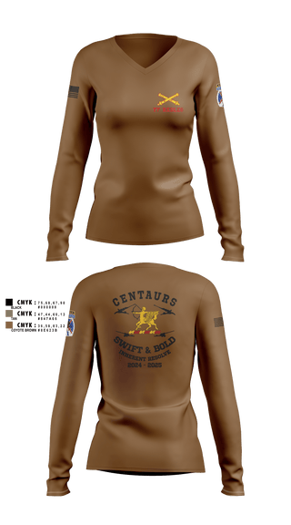 Womens Long Sleeve Vneck Shirt, 3-6 FA, Army, Teamtime, Team time, sublimation, custom sports apparel, team uniforms, spirit wear, spiritwear, sports uniforms, custom shirts, team store, custom team store, fundraiser sports, apparel fundraiser