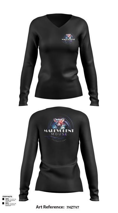 Malevolent Mouse Productions 94468884 Women's Long Sleeve V-neck Shirt - 106