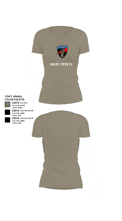 Bravo 1/78th FA 82804749 Women's Short Sleeve V-neck Shirt - 64