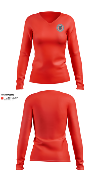 Black Boars 84058902 Women's Long Sleeve V-neck Shirt - 1
