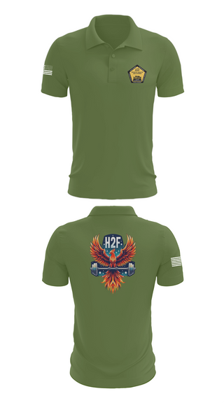 Short Sleeve Performance Polo, Phoenix H2F, Army, Teamtime, Team time, sublimation, custom sports apparel, team uniforms, spirit wear, spiritwear, sports uniforms, custom shirts, team store, custom team store, fundraiser sports, apparel fundraiser