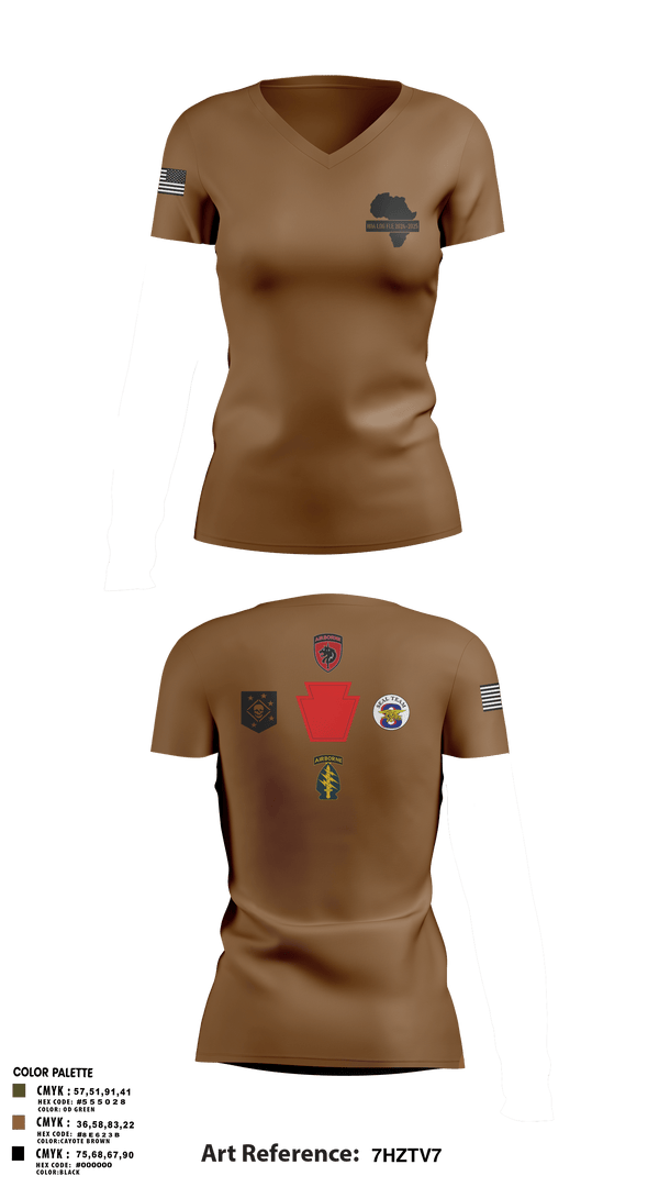 Womens Short Sleeve Vneck Shirt, HHC 328th BSB, National Guard, Teamtime, Team time, sublimation, custom sports apparel, team uniforms, spirit wear, spiritwear, sports uniforms, custom shirts, team store, custom team store, fundraiser sports, apparel fundraiser
