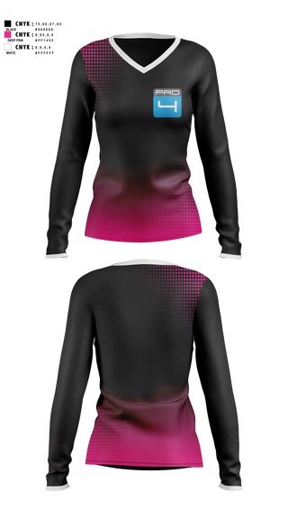 Womens Long Sleeve Vneck Shirt, Pro 4, , Teamtime, Team time, sublimation, custom sports apparel, team uniforms, spirit wear, spiritwear, sports uniforms, custom shirts, team store, custom team store, fundraiser sports, apparel fundraiser