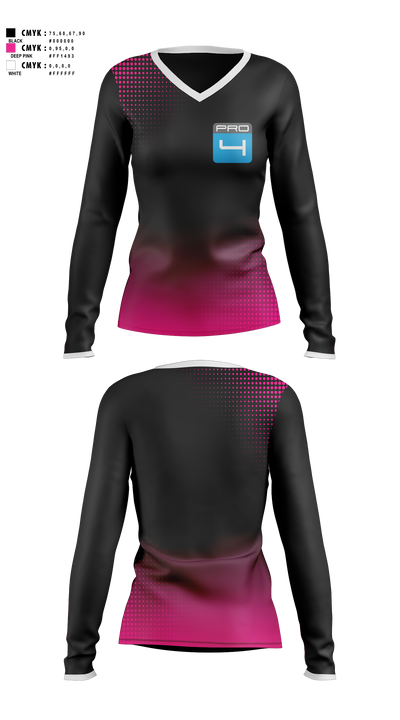 Pro 4 38264354 Women's Long Sleeve V-neck Shirt - 1 (1)