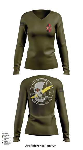 Womens Long Sleeve Vneck Shirt, 7th Communication Bn, , Teamtime, Team time, sublimation, custom sports apparel, team uniforms, spirit wear, spiritwear, sports uniforms, custom shirts, team store, custom team store, fundraiser sports, apparel fundraiser