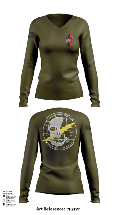 7th Communication Bn 61854612 Women's Long Sleeve V-neck Shirt - 123