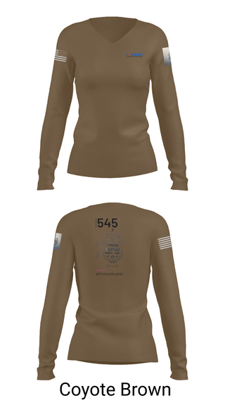 Womens Long Sleeve Vneck Shirt, TN VFW, Army, Teamtime, Team time, sublimation, custom sports apparel, team uniforms, spirit wear, spiritwear, sports uniforms, custom shirts, team store, custom team store, fundraiser sports, apparel fundraiser