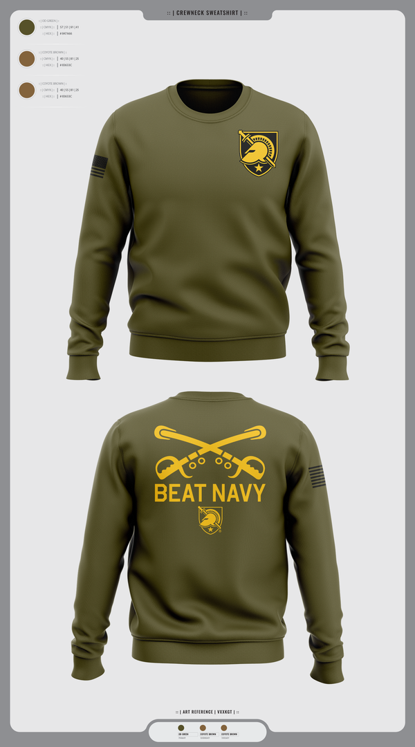 Crew Neck Sweatshirt, HORNET BATTALION, Army, Teamtime, Team time, sublimation, custom sports apparel, team uniforms, spirit wear, spiritwear, sports uniforms, custom shirts, team store, custom team store, fundraiser sports, apparel fundraiser