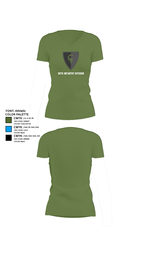 Womens Short Sleeve Vneck Shirt, 38th Infantry Division, , Teamtime, Team time, sublimation, custom sports apparel, team uniforms, spirit wear, spiritwear, sports uniforms, custom shirts, team store, custom team store, fundraiser sports, apparel fundraiser