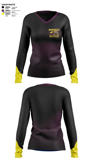 Womens Long Sleeve Vneck Shirt, Garden Valley Wolverines, Spirit Store, Teamtime, Team time, sublimation, custom sports apparel, team uniforms, spirit wear, spiritwear, sports uniforms, custom shirts, team store, custom team store, fundraiser sports, apparel fundraiser