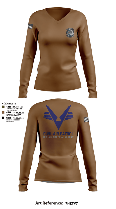 Sunlake High School Cadet Squadron 6161246 Women's Long Sleeve V-neck Shirt - 99
