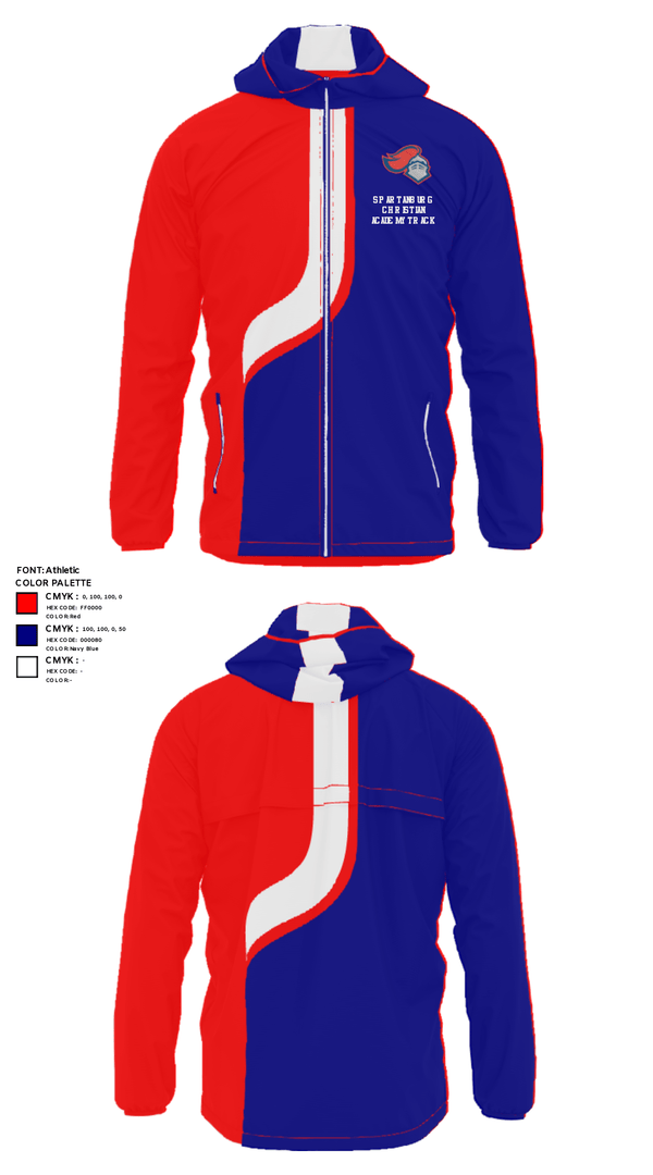 Windbreaker, Spartanburg Christian Academy Track, Track & Field, Teamtime, Team time, sublimation, custom sports apparel, team uniforms, spirit wear, spiritwear, sports uniforms, custom shirts, team store, custom team store, fundraiser sports, apparel fundraiser