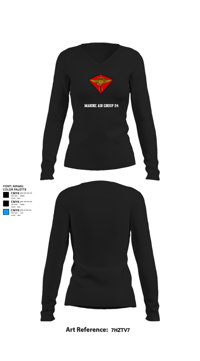 Marine Air Group 24 32391498 Women's Long Sleeve V-neck Shirt -1 22