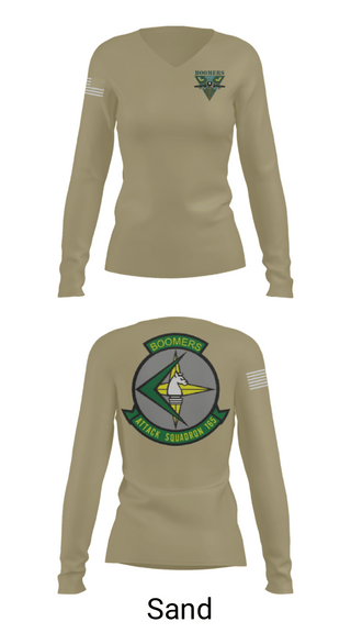 Women's Long Sleeve Vneck Shirt, VA-165 Boomers, , Teamtime, Team time, sublimation, custom sports apparel, team uniforms, spirit wear, spiritwear, sports uniforms, custom shirts, team store, custom team store, fundraiser sports, apparel fundraiser