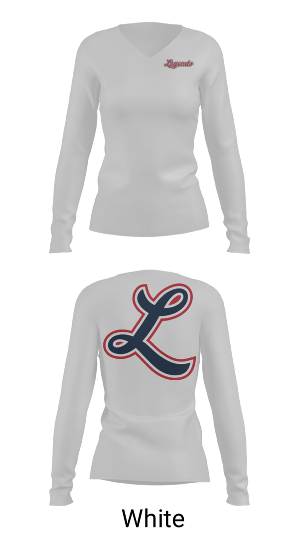 Women's Long Sleeve Vneck Shirt, Louisville Legends Baseball, Baseball, Teamtime, Team time, sublimation, custom sports apparel, team uniforms, spirit wear, spiritwear, sports uniforms, custom shirts, team store, custom team store, fundraiser sports, apparel fundraiser