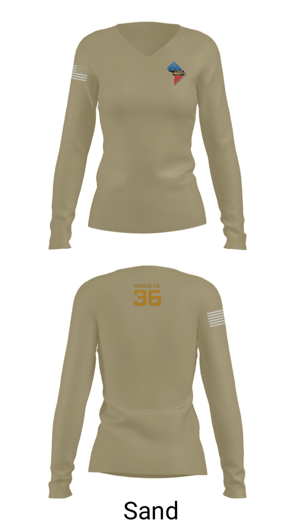 Women's Long Sleeve Vneck Shirt, Rescue Engine 56DCFD RTC407, Fire Department, Teamtime, Team time, sublimation, custom sports apparel, team uniforms, spirit wear, spiritwear, sports uniforms, custom shirts, team store, custom team store, fundraiser sports, apparel fundraiser