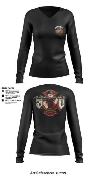 Womens Long Sleeve Vneck Shirt, Station 51, Fire Department, Teamtime, Team time, sublimation, custom sports apparel, team uniforms, spirit wear, spiritwear, sports uniforms, custom shirts, team store, custom team store, fundraiser sports, apparel fundraiser