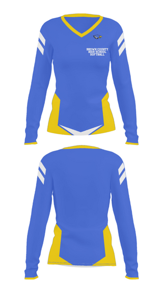 Women's Long Sleeve Vneck Shirt, Brown County High School Softball, Softball, Teamtime, Team time, sublimation, custom sports apparel, team uniforms, spirit wear, spiritwear, sports uniforms, custom shirts, team store, custom team store, fundraiser sports, apparel fundraiser
