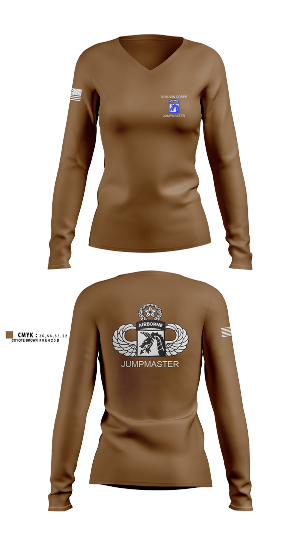 Womens Long Sleeve Vneck Shirt, 112th Signal Jumpmaster, Army, Teamtime, Team time, sublimation, custom sports apparel, team uniforms, spirit wear, spiritwear, sports uniforms, custom shirts, team store, custom team store, fundraiser sports, apparel fundraiser