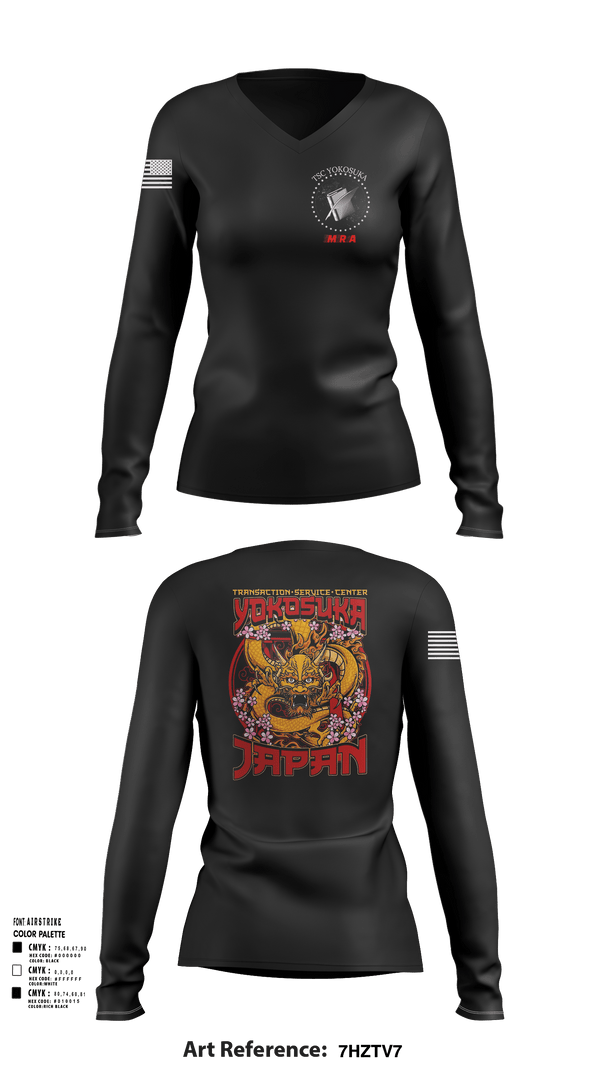 Womens Long Sleeve Vneck Shirt 1, Transactional Service Center Yokosuka, Navy, Teamtime, Team time, sublimation, custom sports apparel, team uniforms, spirit wear, spiritwear, sports uniforms, custom shirts, team store, custom team store, fundraiser sports, apparel fundraiser