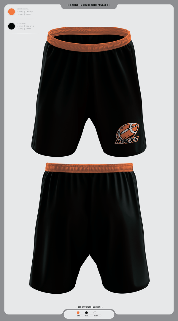 Athletic Shorts With Pockets, Hyacks Football, Football, Teamtime, Team time, sublimation, custom sports apparel, team uniforms, spirit wear, spiritwear, sports uniforms, custom shirts, team store, custom team store, fundraiser sports, apparel fundraiser