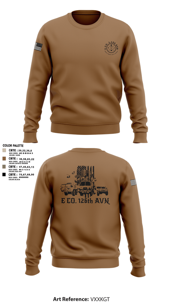 Crew Neck Sweatshirt, B Co. 1-126AVN, Army, Teamtime, Team time, sublimation, custom sports apparel, team uniforms, spirit wear, spiritwear, sports uniforms, custom shirts, team store, custom team store, fundraiser sports, apparel fundraiser