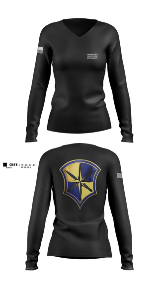 Womens Long Sleeve Vneck Shirt, Capabilities Protection Detachment, , Teamtime, Team time, sublimation, custom sports apparel, team uniforms, spirit wear, spiritwear, sports uniforms, custom shirts, team store, custom team store, fundraiser sports, apparel fundraiser