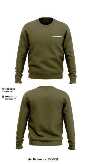 Crew Neck Sweatshirt, 1/623rd FAR1-623D FAR, National Guard, Teamtime, Team time, sublimation, custom sports apparel, team uniforms, spirit wear, spiritwear, sports uniforms, custom shirts, team store, custom team store, fundraiser sports, apparel fundraiser