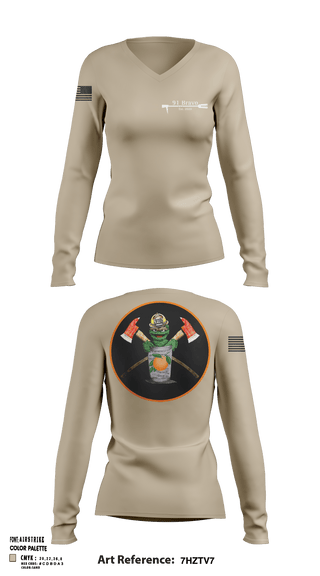Womens Long Sleeve Vneck Shirt, 91 Bravo, Fire Department, Teamtime, Team time, sublimation, custom sports apparel, team uniforms, spirit wear, spiritwear, sports uniforms, custom shirts, team store, custom team store, fundraiser sports, apparel fundraiser