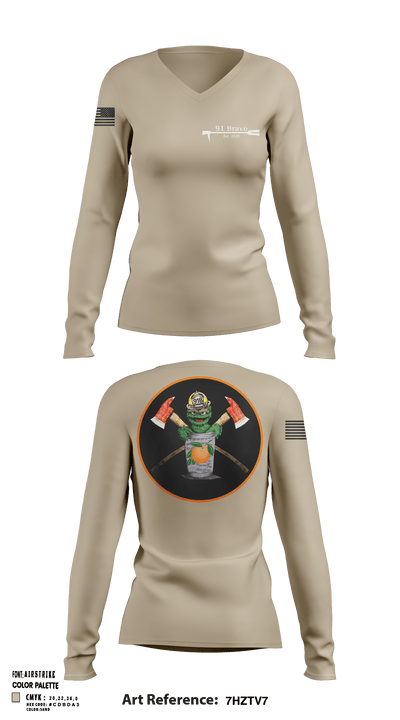 91 Bravo 3173818 Women's Long Sleeve V-neck Shirt - 116
