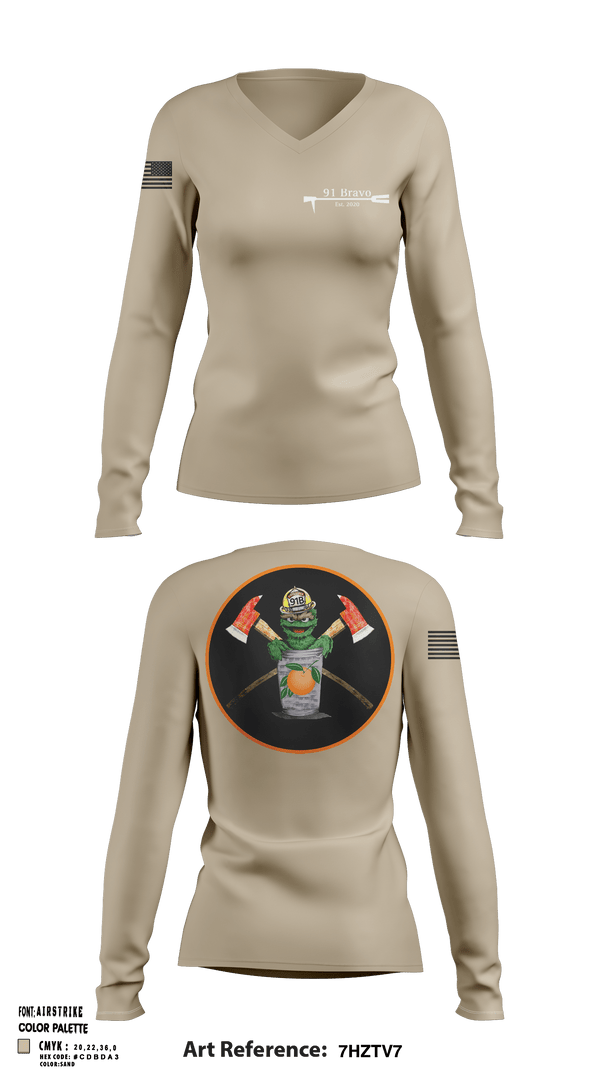 Womens Long Sleeve Vneck Shirt, 91 Bravo, Fire Department, Teamtime, Team time, sublimation, custom sports apparel, team uniforms, spirit wear, spiritwear, sports uniforms, custom shirts, team store, custom team store, fundraiser sports, apparel fundraiser