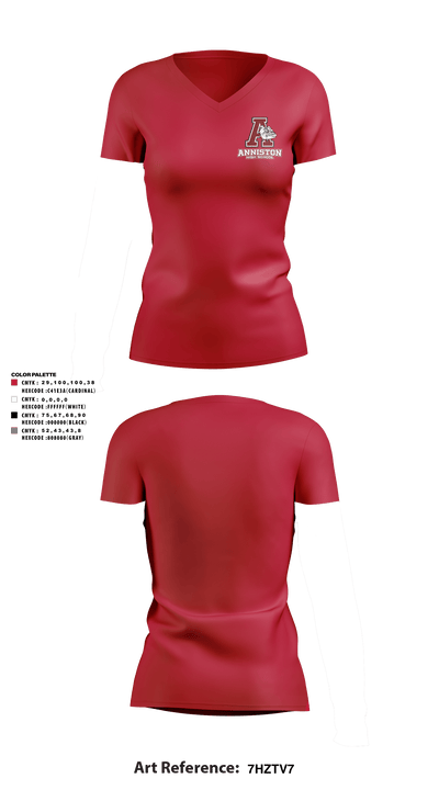 Anniston High School 66349692 Women's Short Sleeve V-neck Shirt - 6