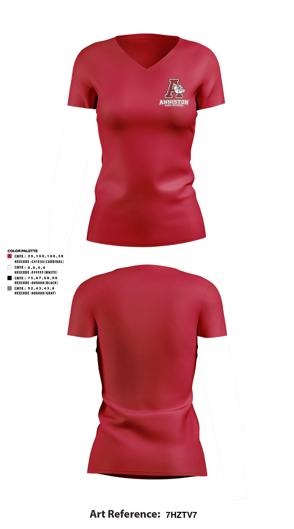 Womens Short Sleeve Vneck Shirt, Anniston High School, Spirit Store, Teamtime, Team time, sublimation, custom sports apparel, team uniforms, spirit wear, spiritwear, sports uniforms, custom shirts, team store, custom team store, fundraiser sports, apparel fundraiser