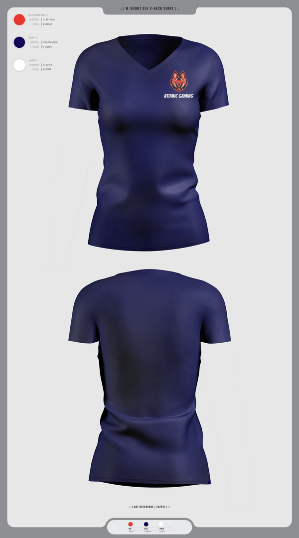 Womens Short Sleeve Vneck Shirt, Atomic gaming and, , Teamtime, Team time, sublimation, custom sports apparel, team uniforms, spirit wear, spiritwear, sports uniforms, custom shirts, team store, custom team store, fundraiser sports, apparel fundraiser
